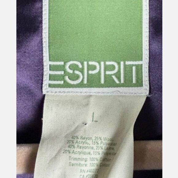 Vtg Esprit Jacket Pants Suit Set Womens L 11/12 Rayon Wool Textured Plaid Y2K - Picture 9 of 10